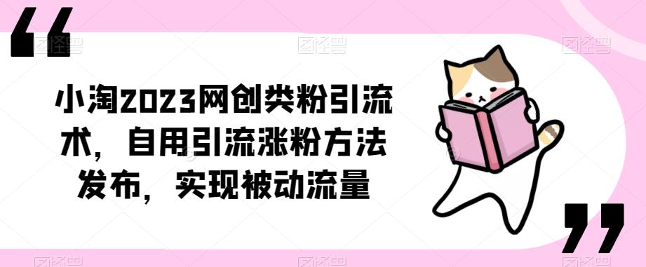 ​小淘2023网创类粉引流术，自用引流涨粉方法发布，实现被动流量-摸金项目网