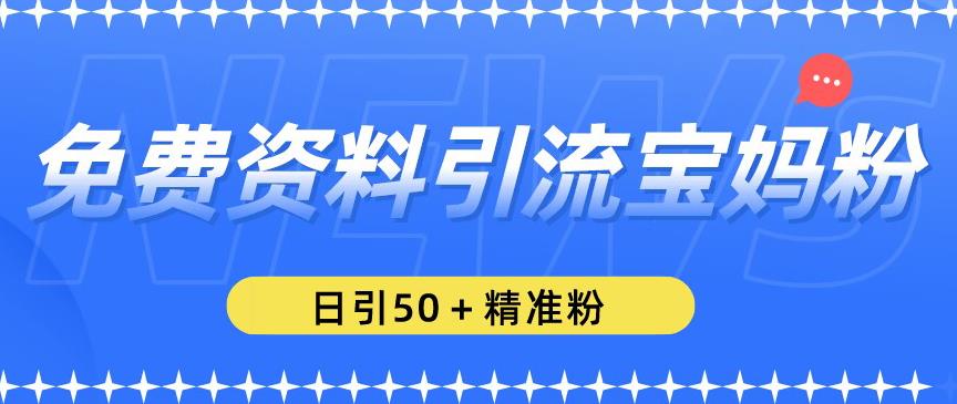 免费资料引流宝妈粉，日引50+精准粉【揭秘】-摸金项目网