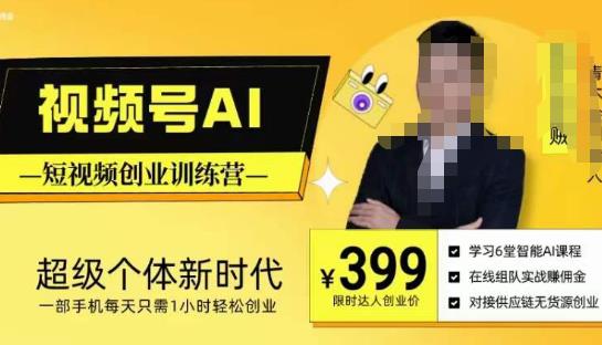 视频号AI短视频创业训练营，超级个体新时代，一部手机每天只需1小时轻松创业-摸金项目网