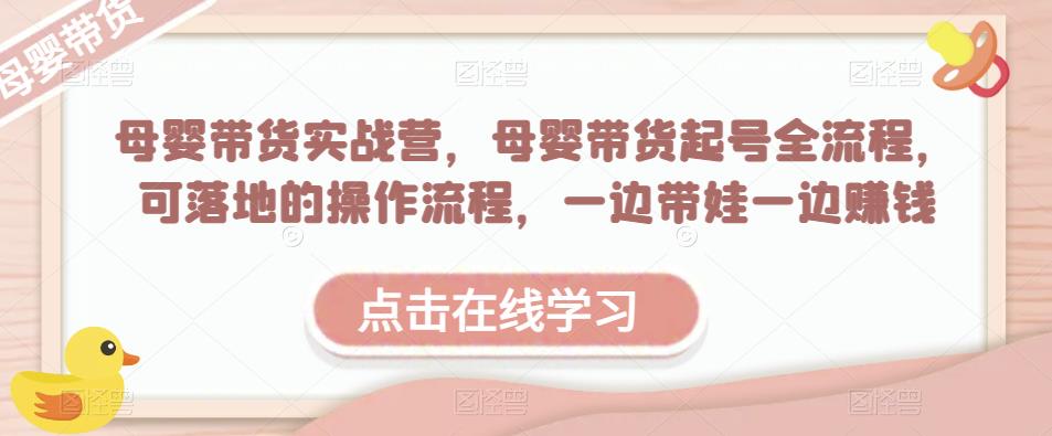 母婴带货实战营，母婴带货起号全流程，可落地的操作流程，一边带娃一边赚钱（附素材）-摸金项目网