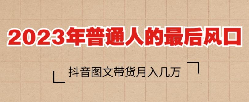 2023年普通人的最后风口，抖音图文带货月入几万，只需一部手机即可操作-摸金项目网