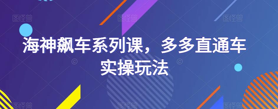 海神飙车系列课，多多直通车实操玩法-摸金项目网
