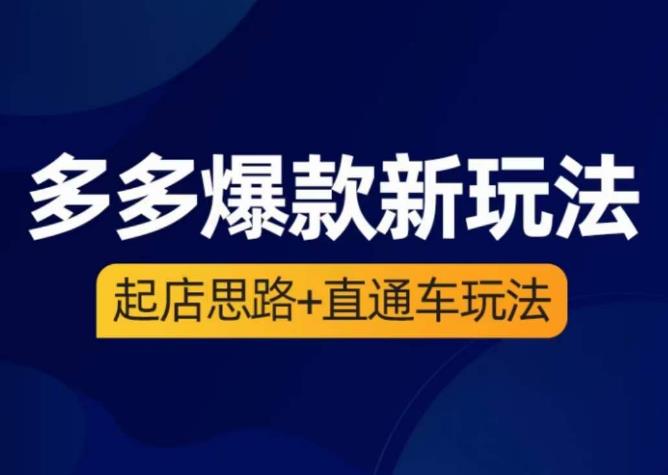 海神·多多爆款新玩法，​起店思路+直通车玩法（3节精华课）-摸金项目网