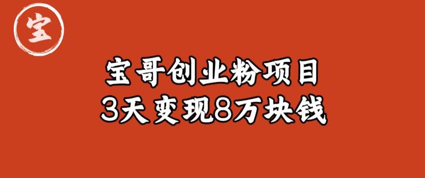 宝哥IP图文创业粉引流项目实战分享：单个账号3天涨粉1万，变现8万块钱（图文教程）【揭秘】-摸金项目网