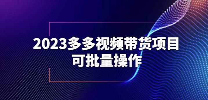 2023多多视频带货项目，可批量操作【保姆级教学】【揭秘】-摸金项目网