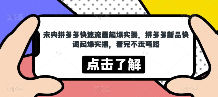 未央拼多多快速流量起爆实操，拼多多新品快速起爆实操，看完不走弯路-摸金项目网