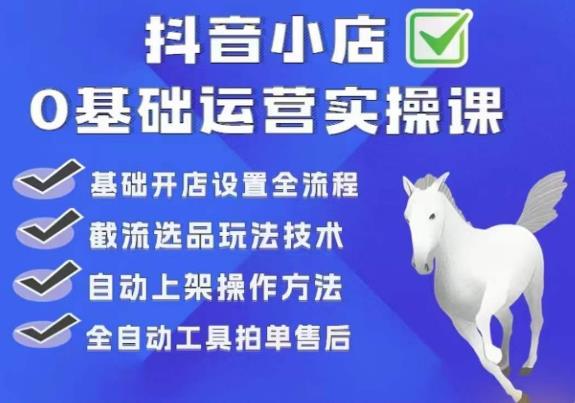 白马电商·0基础抖店运营实操课，基础开店设置全流程，截流选品玩法技术-摸金项目网