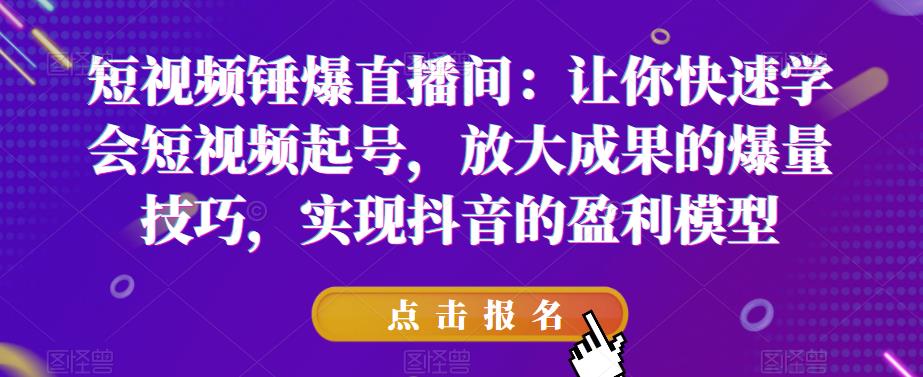 短视频锤爆直播间：让你快速学会短视频起号，放大成果的爆量技巧，实现抖音的盈利模型-摸金项目网