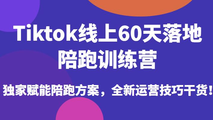 Tiktok线上60天落地陪跑训练营，独家赋能陪跑方案，全新运营技巧干货-摸金项目网