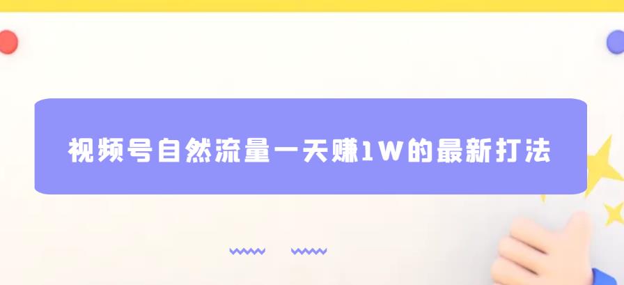 视频号自然流量一天赚1W的最新打法，基本0投资【揭秘】-摸金项目网
