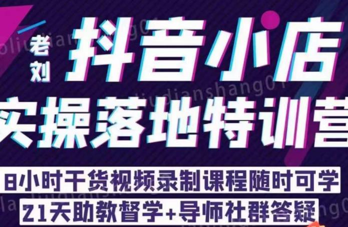 老刘·抖店商品卡流量，​抖音小店实操落地特训营，8小时干货视频录制课程随时可学-摸金项目网