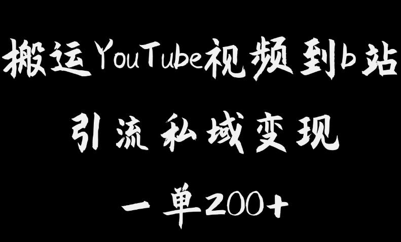 搬运YouTube视频到b站，引流私域一单利润200+，几乎0成本！【揭秘】-摸金项目网
