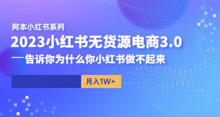 阿本小红书无货源电商3.0，告诉你为什么你小红书做不起来-摸金项目网