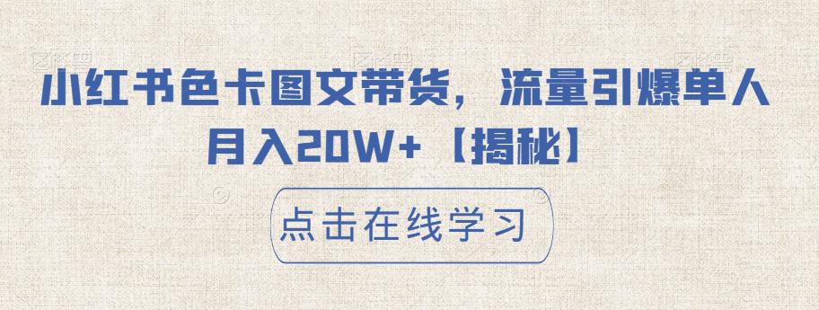 小红书色卡图文带货，流量引爆单人月入20W+【揭秘】-摸金项目网