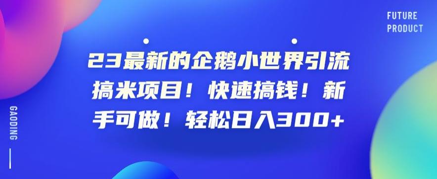 23最新的企鹅小世界引流搞米项目！快速搞钱！新手可做！轻松日入300+【揭秘】-摸金项目网