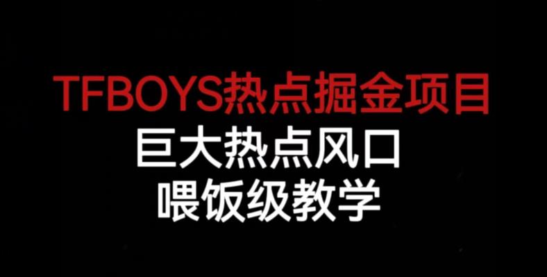 TFBOYS热点掘金项目，巨大热点风口，喂饭级教学-摸金项目网