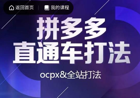 互力·拼多多直通车打法，ocpx&全站打法-摸金项目网