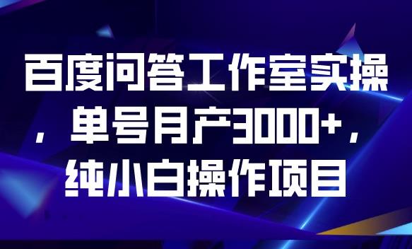 百度问答工作室实操，单号月产3000+，纯小白操作项目【揭秘】-摸金项目网