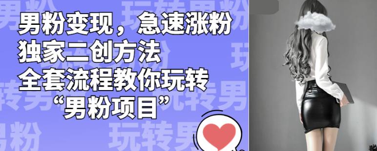 男粉变现，急速涨粉独家二创方法，全套流程教你玩转“男粉项目”【揭秘】-摸金项目网