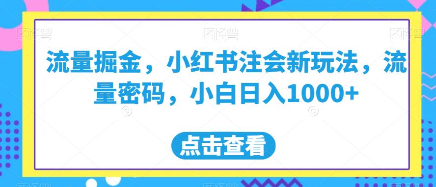 流量掘金，小红书注会新玩法，流量密码，小白日入1000+【揭秘】-摸金项目网