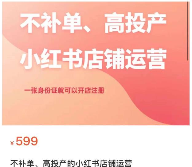 不补单、高投产的小红书店铺运营，一张身份证就可以开店注册-摸金项目网