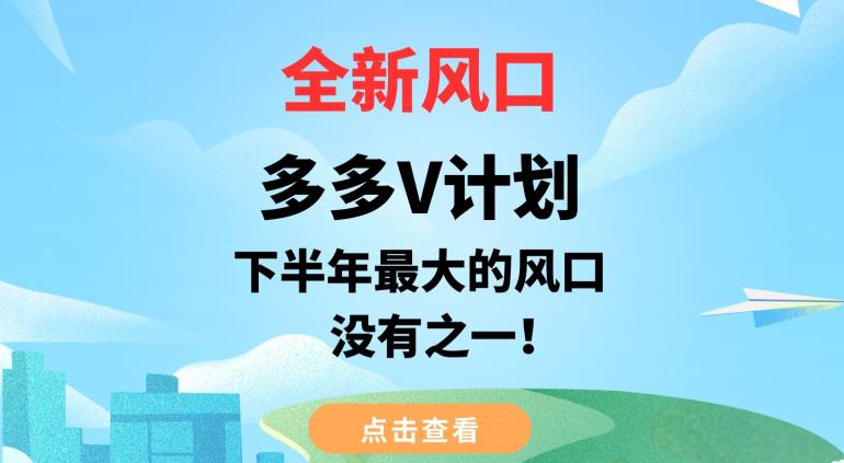 全新风口，多多V计划，下半年最大的风口项目，没有之一【揭秘】-摸金项目网