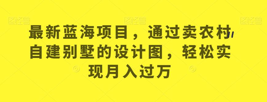 最新蓝海项目，通过卖农村自建别墅的设计图，轻松实现月入过万【揭秘】-摸金项目网