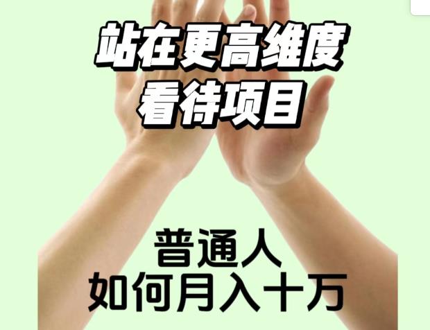 2023最火项目：站在更高维度看待项目，普通人如何月入十万【揭秘】-摸金项目网