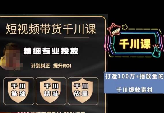 短视频带货-千川专业投放课，​精细化专业投放，计划纠正，提升ROI-摸金项目网