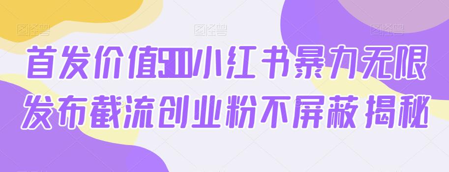 首发价值5100小红书暴力无限发布截流创业粉不屏蔽揭秘-摸金项目网