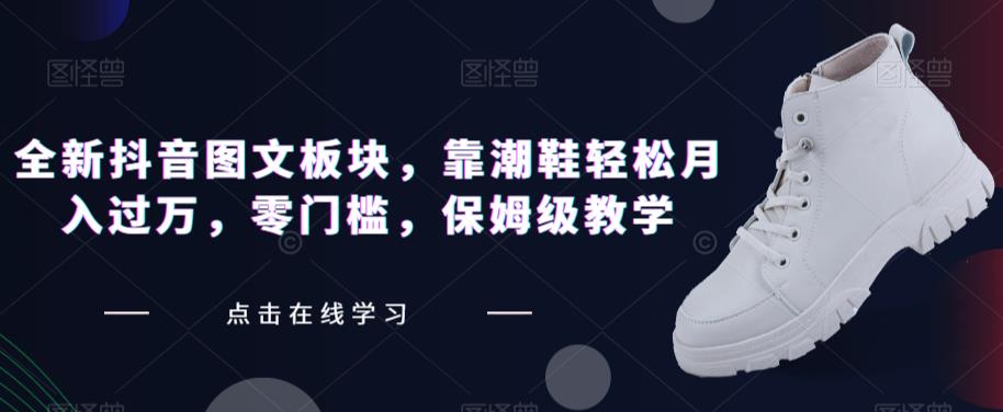 全新抖音图文板块，靠潮鞋轻松月入过万，零门槛，保姆级教学【揭秘】-摸金项目网