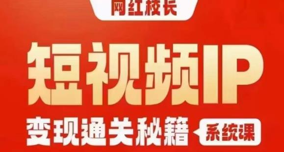 网红校长短视频IP变现通关秘籍｜系统课，产品篇，短视频篇，商业篇，私域篇，直播篇-摸金项目网