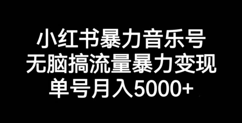 小红书暴力音乐号，无脑搞流量暴力变现，单号月入5000+-摸金项目网