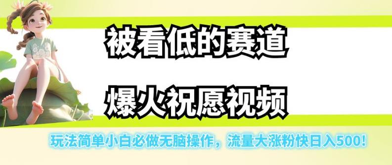 被看低的赛道爆火祝愿视频，玩法简单小白必做无脑操作，流量大涨粉快日入500-摸金项目网