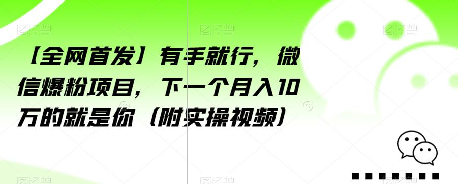 【全网首发】有手就行，微信爆粉项目，下一个月入10万的就是你（附实操视频）【揭秘】-摸金项目网