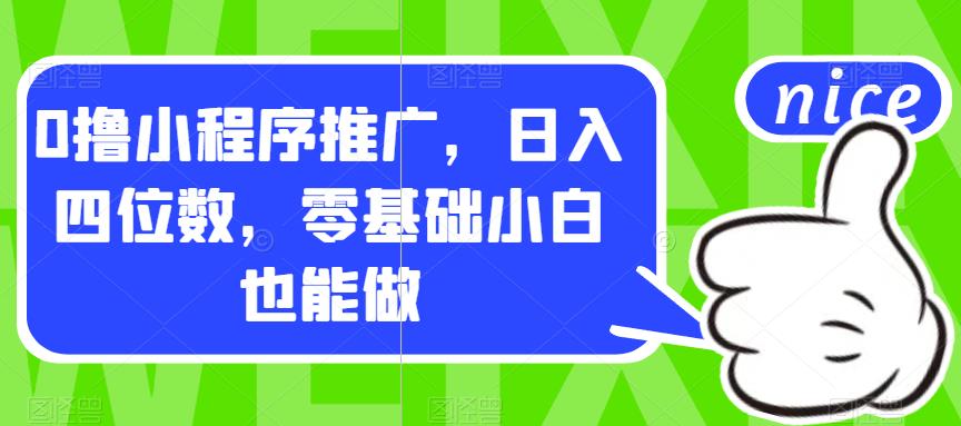 0撸小程序推广，日入四位数，零基础小白也能做【揭秘】-摸金项目网