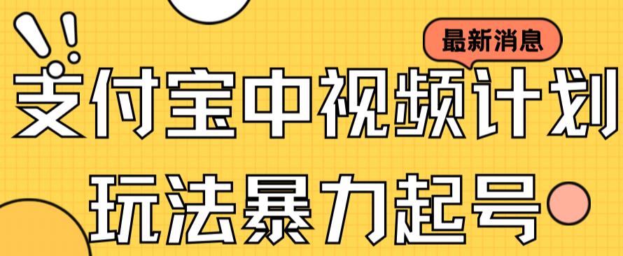 支付宝中视频玩法暴力起号影视起号有播放即可获得收益（带素材）-摸金项目网