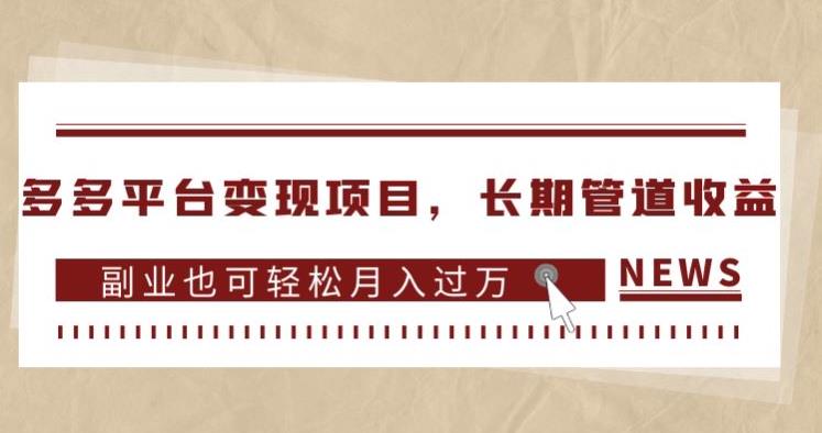多多平台变现项目，长期管道收益，副业也可轻松月入过万-摸金项目网