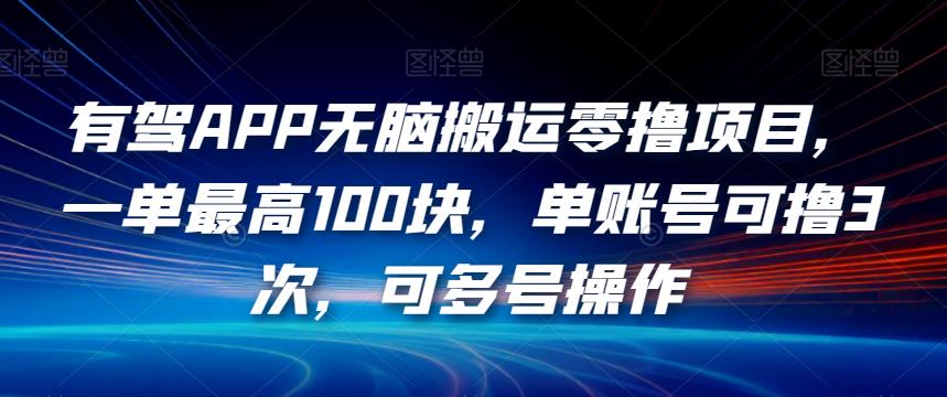 有驾APP无脑搬运零撸项目，一单最高100块，单账号可撸3次，可多号操作【揭秘】-摸金项目网