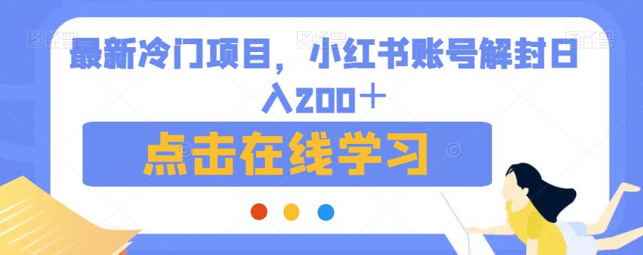 最新冷门项目，小红书账号解封日入200＋【揭秘】-摸金项目网