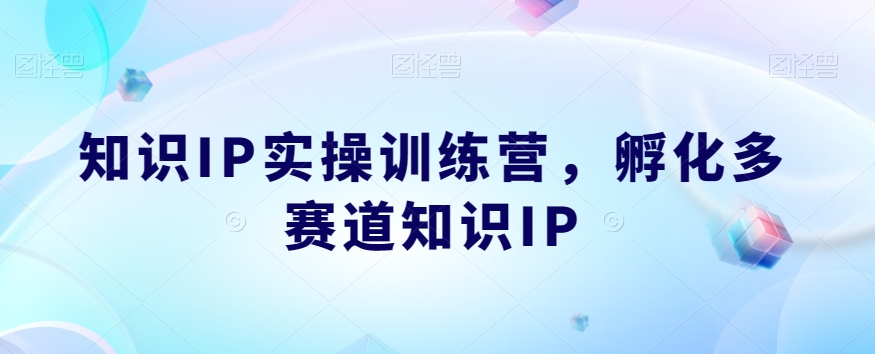 知识IP实操训练营，​孵化多赛道知识IP-摸金项目网