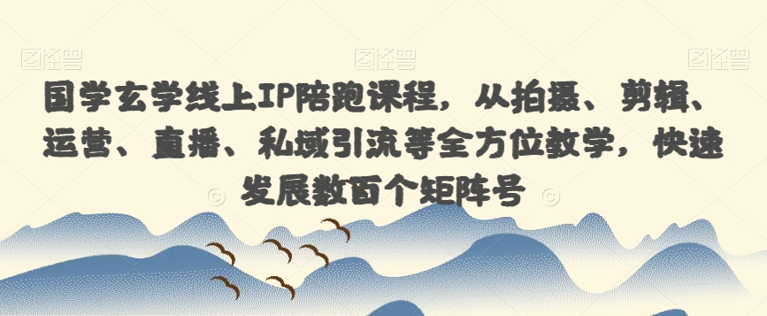 国学玄学线上IP陪跑课程，从拍摄、剪辑、运营、直播、私域引流等全方位教学，快速发展数百个矩阵号-摸金项目网