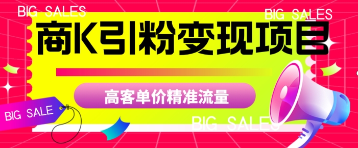 商K引粉变现项目，高客单价精准流量【揭秘】-摸金项目网