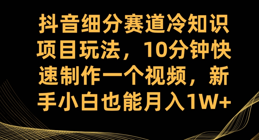 抖音细分赛道冷知识项目玩法，10分钟快速制作一个视频，新手小白也能月入1W+【揭秘】-摸金项目网