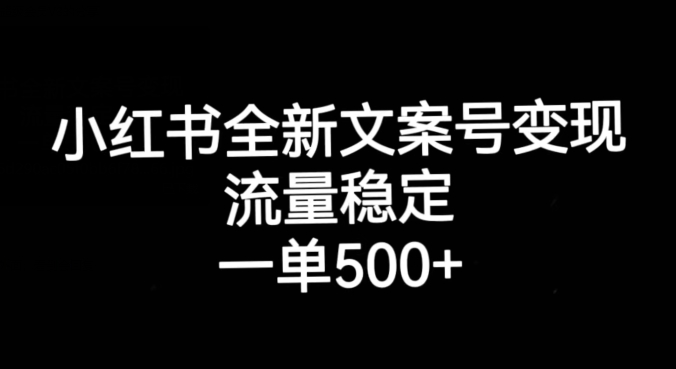 小红书全新文案号变现，流量稳定，一单收入500+-摸金项目网