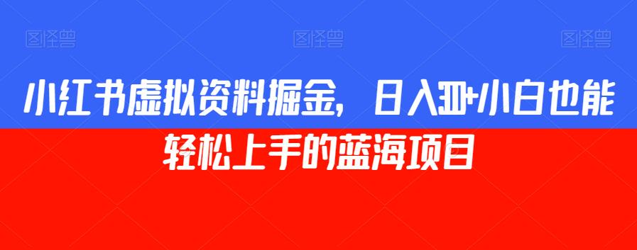 小红书虚拟资料掘金，日入300+小白也能轻松上手的蓝海项目【揭秘】-摸金项目网