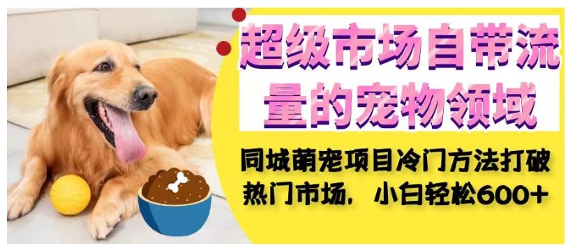 超级市场自带流量的宠物领域，同城萌宠项目冷门方法打破热门市场，小白轻松600+-摸金项目网