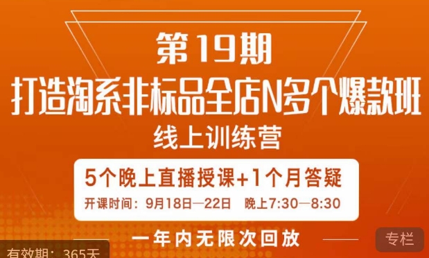 打造淘系非标全店N多个爆款线上课，​5天直播课-摸金项目网