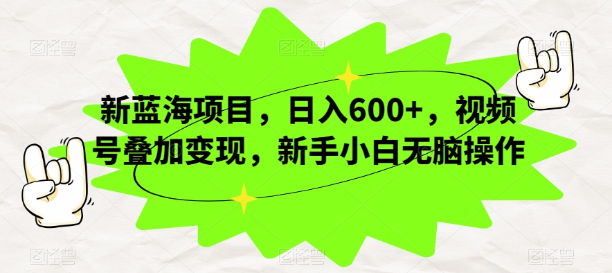 新蓝海项目，日入600+，视频号叠加变现，新手小白无脑操作【揭秘】-摸金项目网