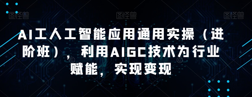 AI工人工智能应用通用实操（进阶班），利用AIGC技术为行业赋能，实现变现-摸金项目网